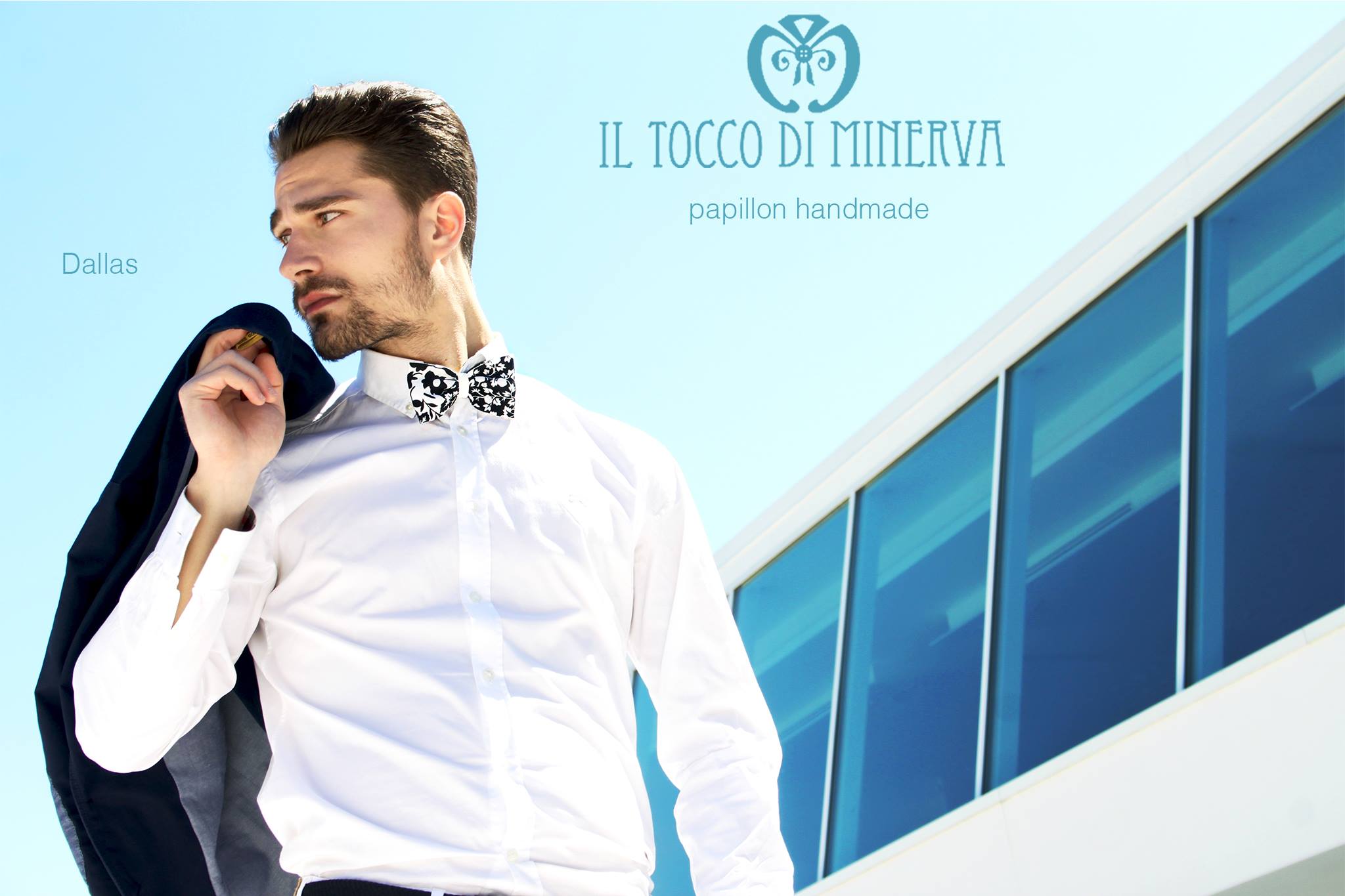 Papillon Nero Bianco Dallas Linea Sposo tessuto alta moda - Realizzato a mano - Il Tocco di Minerva