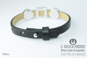 Bracciale unisex ecopelle nero con charms componibile Matera Realizzato a mano Handmade - Il Tocco di Minerva