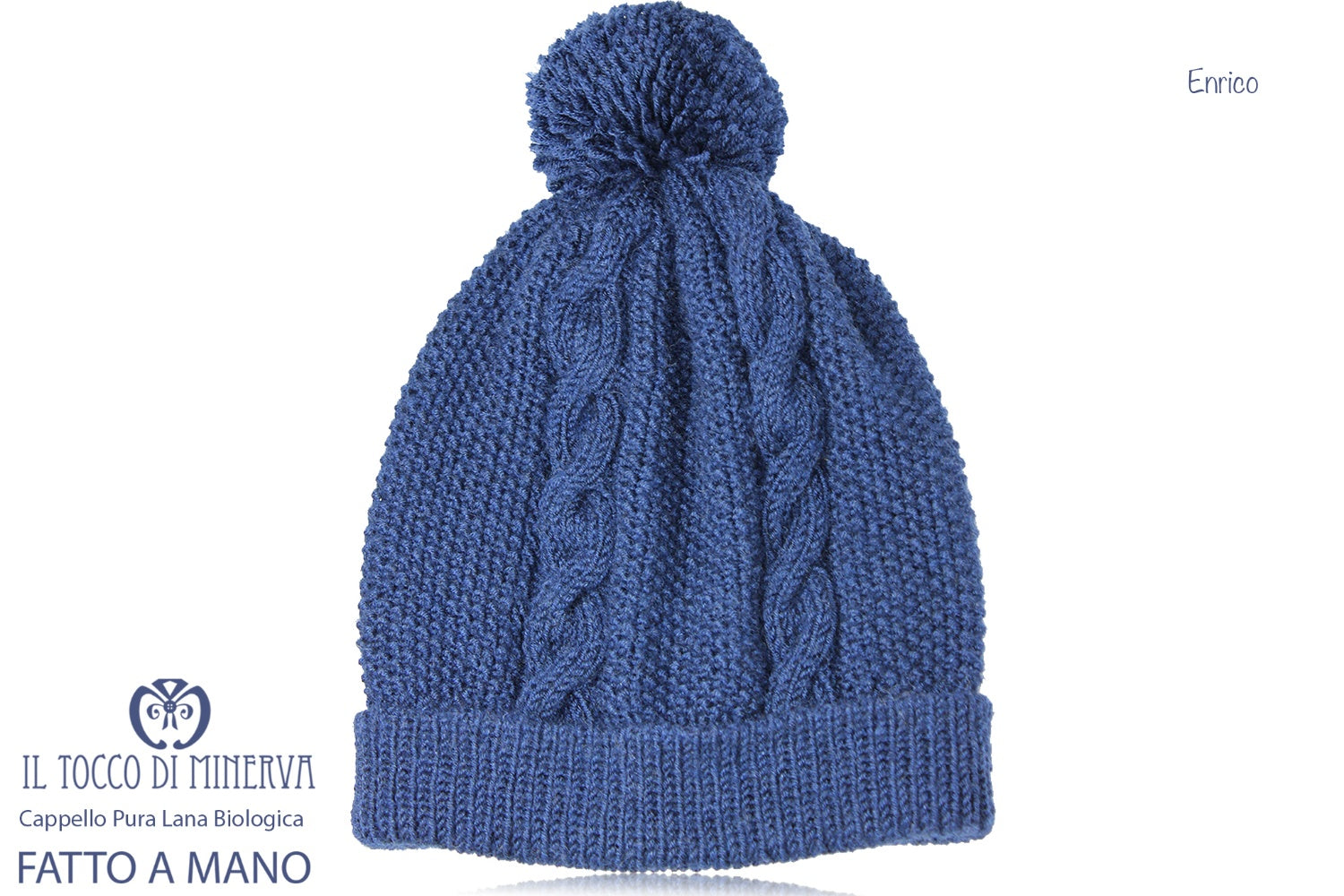 Cappello Uomo Enrico Blu Pura lana - Realizzato a mano - Il Tocco di Minerva