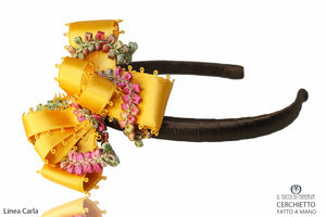 Cerchietto Carla Marrone senape Realizzato a mano - Il Tocco di Minerva