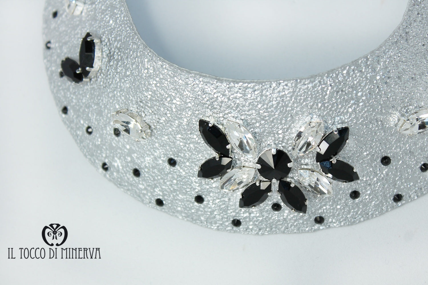 Collana ecopelle, swarovski, e argento Roberta Realizzata a mano – Handmade - Il Tocco di Minerva