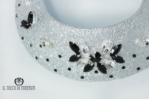 Collana ecopelle, swarovski, e argento Roberta Realizzata a mano – Handmade - Il Tocco di Minerva