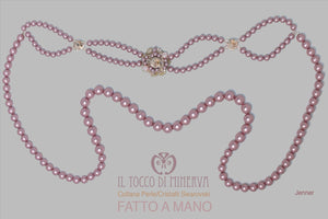 Collana Perle cristalli Swarovski Jenner Rosa antico – Realizzata a mano - Il Tocco di Minerva