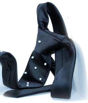 Cravatta blunotte pois bianchi handmade di alta qualità - cravatta blunotte pois bianco handmade realizzata in Italia