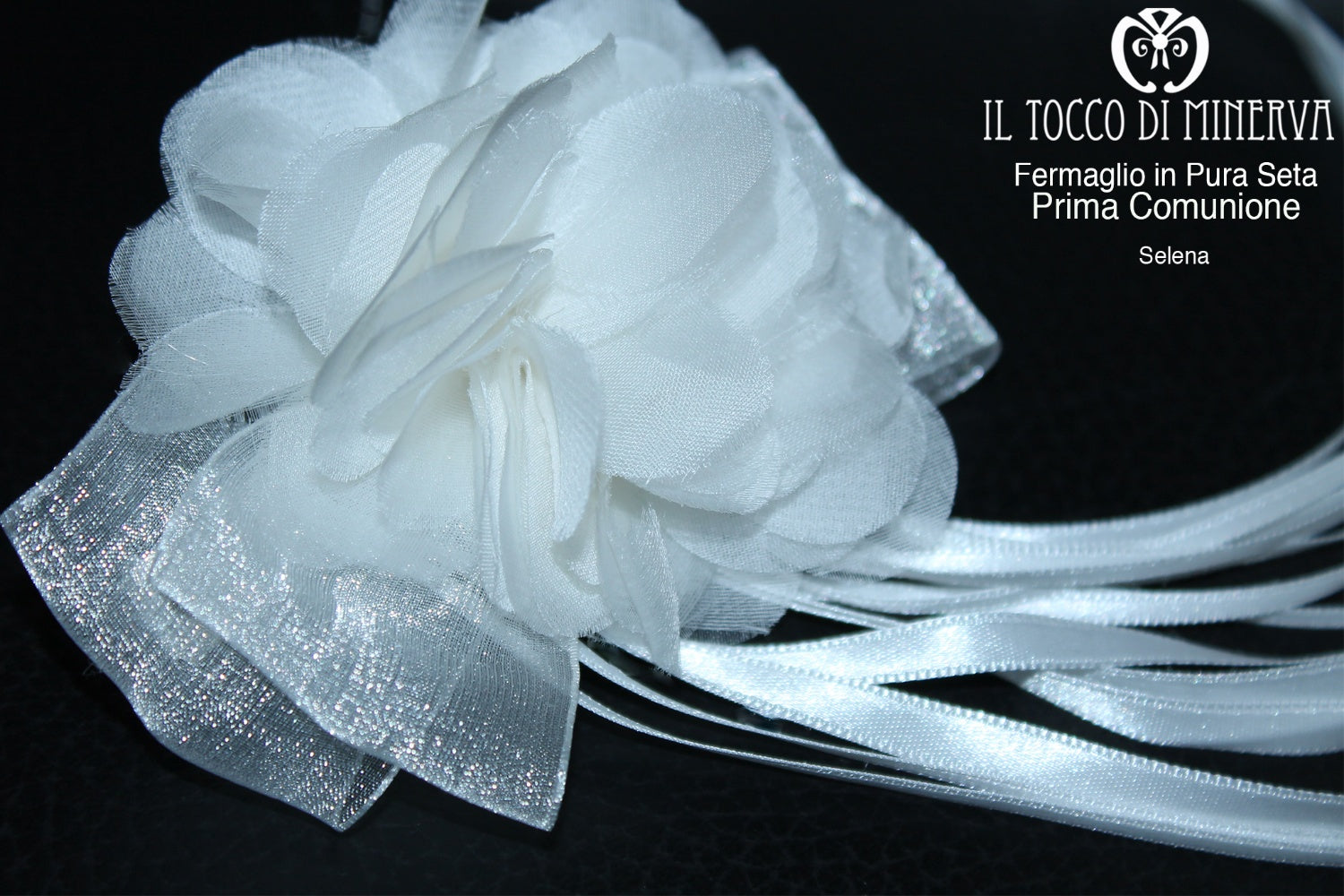 Fermaglio seta per Capelli Prima Comunione Cerimonia Realizzato a mano Selena - Il Tocco di Minerva