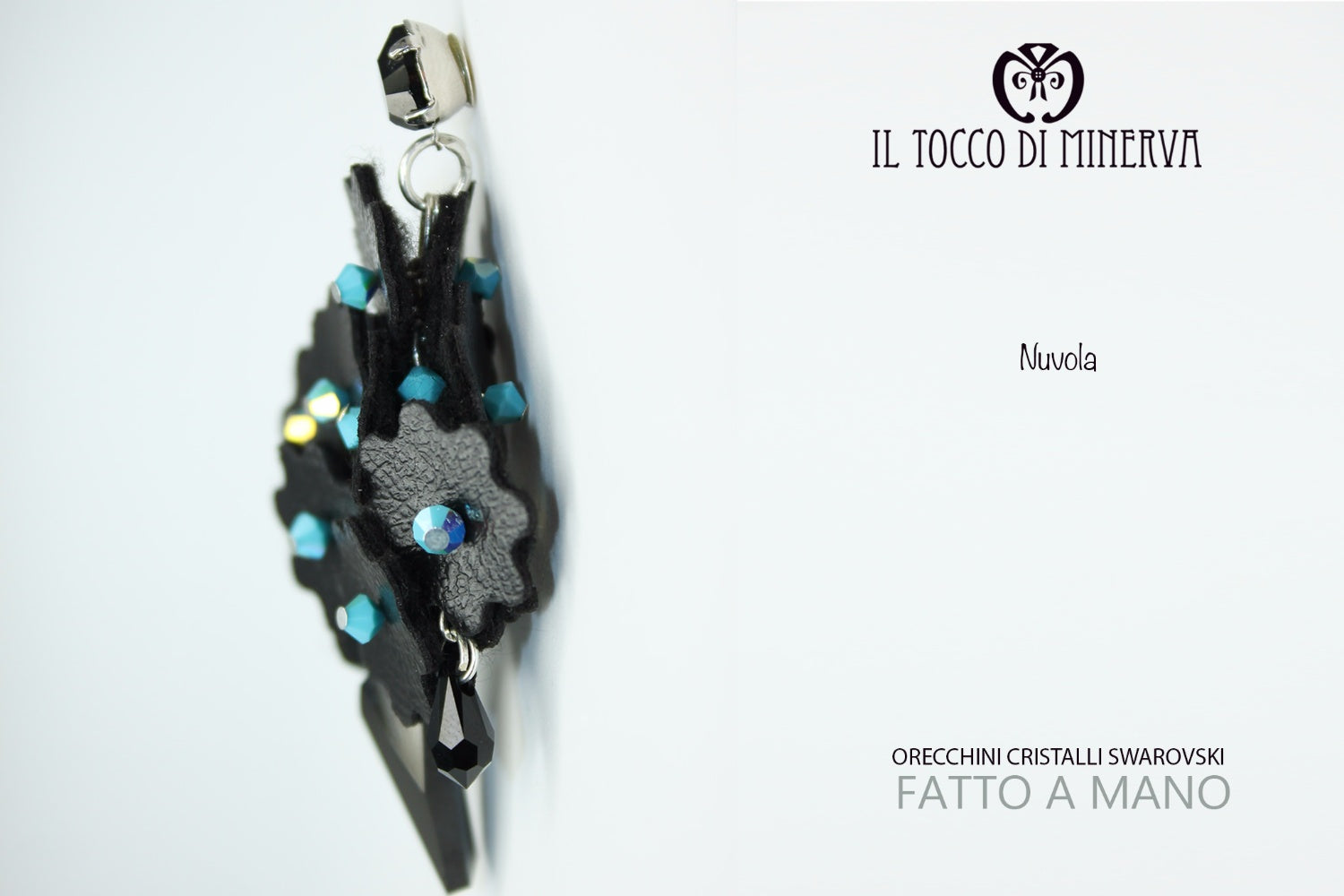 Orecchini in pelle e cristalli Swarovski Nuvola Realizzati A Mano – Handmade - Il Tocco di Minerva