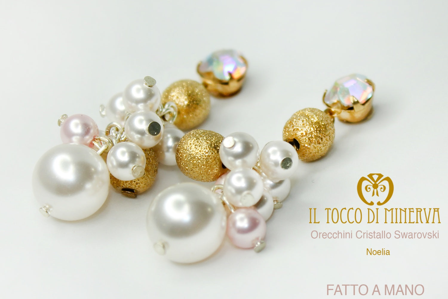 Orecchini Swarovski argento925 Noelia rosa – Handmade - Il Tocco di Minerva