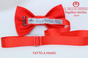 Papillon Farfallino Bimbo Abram Rosso Cotone Realizzato a mano – Handmade - Il Tocco di Minerva