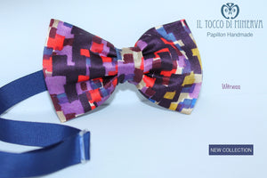 Papillon Uomo seta Witness tessuto alta moda - Realizzato a mano - Il Tocco di Minerva