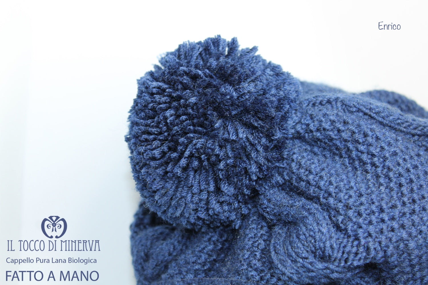 Cappello Uomo Enrico Blu Pura lana - Realizzato a mano - Il Tocco di Minerva