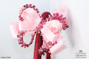 Cerchietto Carla Rosa bordeaux Realizzato a mano - Il Tocco di Minerva