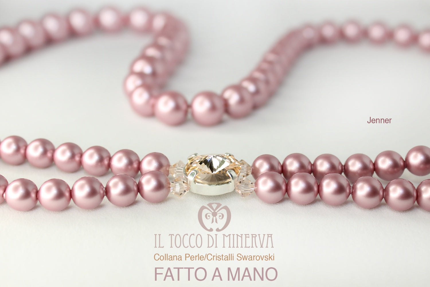 Collana Perle cristalli Swarovski Jenner Rosa antico – Realizzata a mano - Il Tocco di Minerva