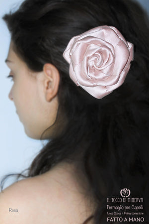 Fermaglio Rita in seta per Capelli Prima Comunione/Cerimonia Realizzato a mano - Il Tocco di Minerva