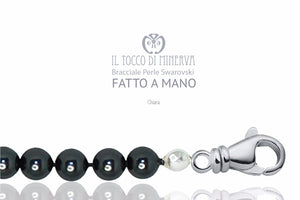 Bracciale Perle Swarovski Chiara Antracite - Realizzato a mano - Il Tocco di Minerva