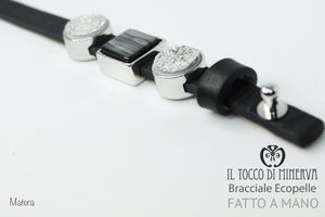 Bracciale unisex ecopelle nero con charms componibile Matera Realizzato a mano Handmade - Il Tocco di Minerva