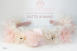 Cerchietto Prima Comunione Cerimonia Mirta Cipria Realizzata A Mano - Il Tocco di Minerva