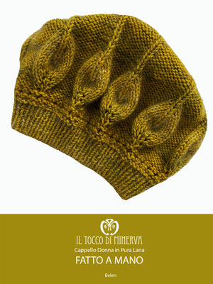 Cappello donna bianco in lana mohair paillettes Clio - Realizzato a mano - Il Tocco di Minerva