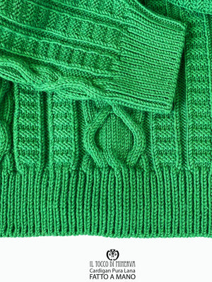 Cardigan da Uomo verde Pura Lana Arnold - Fatto a Mano - Il Tocco di Minerva