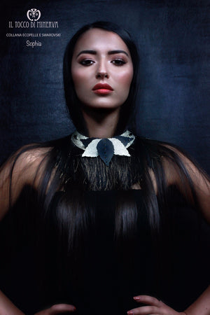 Collana ecopelle e swarovski Sophia Realizzata a mano – Handmade - Il Tocco di Minerva