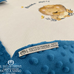Copertina Neonato in Pile petrolio Linea Safari - Fatto a Mano - Il Tocco di Minerva