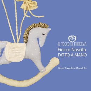 Fiocco Nascita linea cavallo a dondolo Alberto - Fatto a Mano - Il Tocco di Minerva