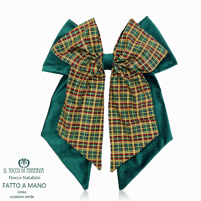 Fiocco Natalizio dietro porta Linea scozzese velluto verde - Fatto a Mano - Il Tocco di Minerva