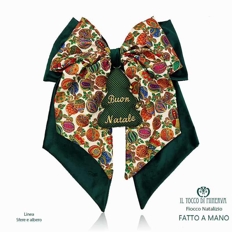 Fiocco Natalizio dietro porta Linea sfere e albero di natale - Fatto a Mano - Il Tocco di Minerva