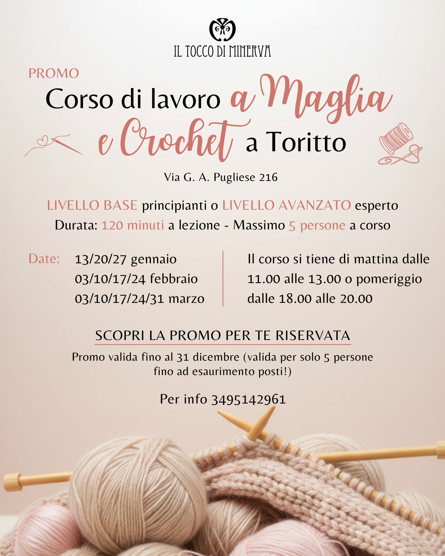 Corso di Lavoro a Maglia e Crochet a Toritto trimestre