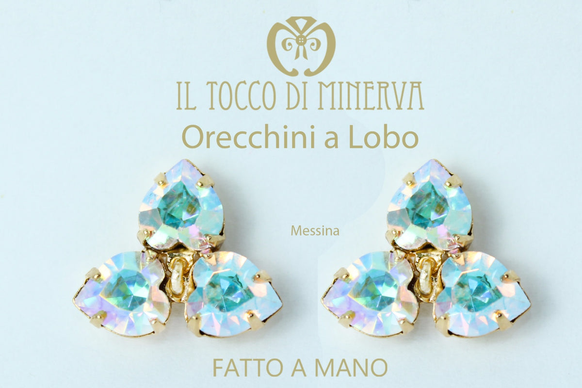 Orecchini Swarovski a Lobo Messina Linea Sposa colore iridescente – Fatto a Mano - Il Tocco di Minerva