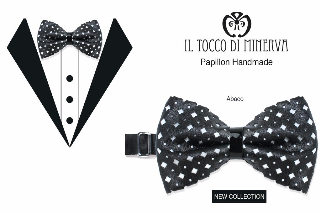 Papillon Uomo Abaco ecopelle tessuto alta moda Linea Sposo - Realizzato a mano - Il Tocco di Minerva