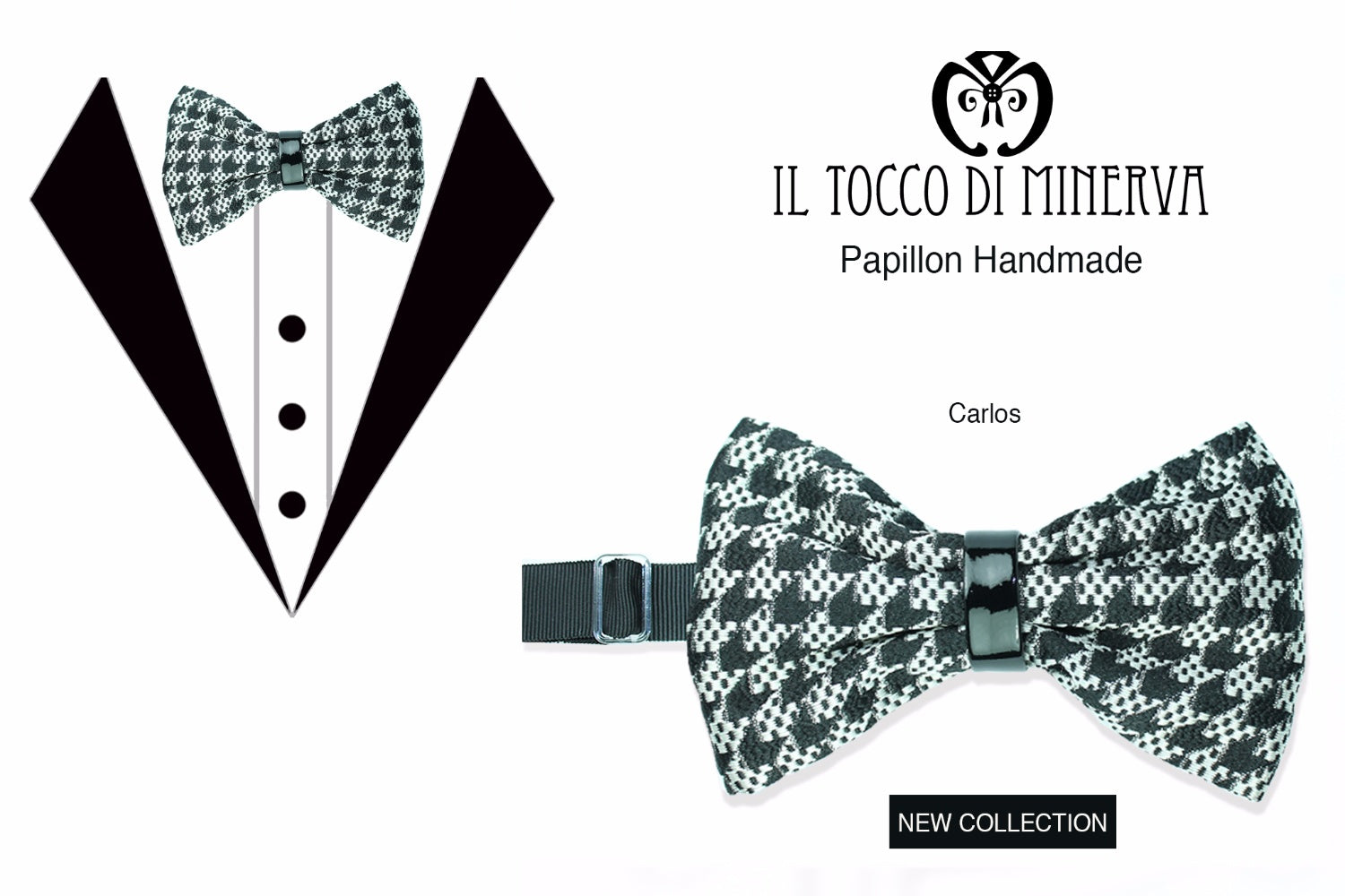 Papillon Uomo seta Carlos tessuto alta moda Linea Sposo - Realizzato a mano - Il Tocco di Minerva