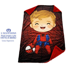 Plaid bambino ciniglia e pile Spiderman - Fatto a Mano - Il Tocco di Minerva