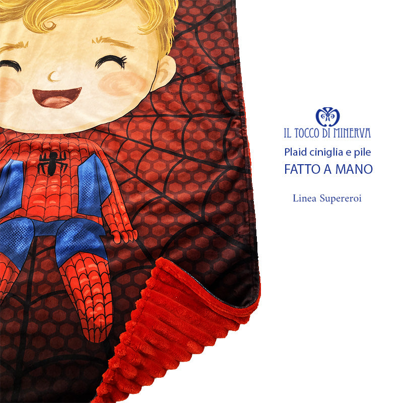 Plaid bambino ciniglia e pile Spiderman - Fatto a Mano - Il Tocco di Minerva