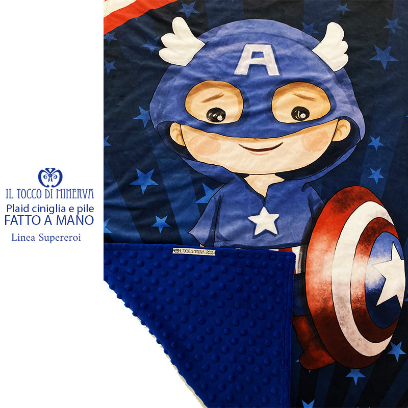 Plaid bambino ciniglia e pile Capitan America - Fatto a Mano - Il Tocco di Minerva