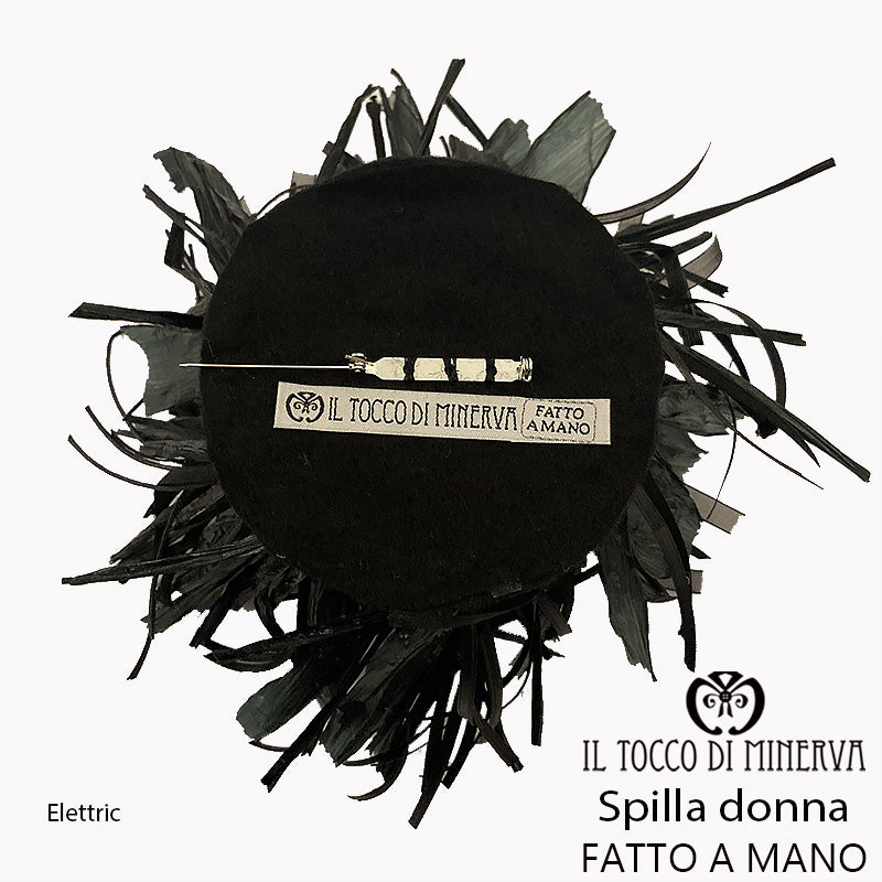 Spilla nera da donna Elettric - Fatto a mano - Il Tocco di Minerva