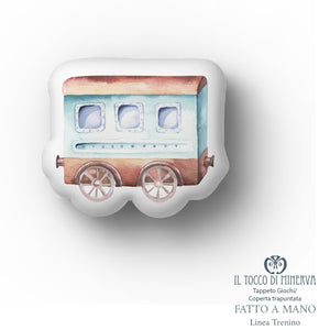 Coperta Mesi neonato Trapuntata Linea Trenino - Fatto a Mano - Il Tocco di Minerva