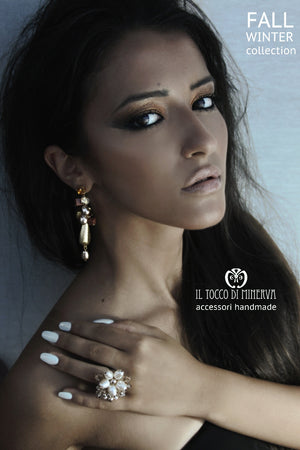 Anello tortora perle swarovski Berenice - Realizzato a mano - Il Tocco di Minerva