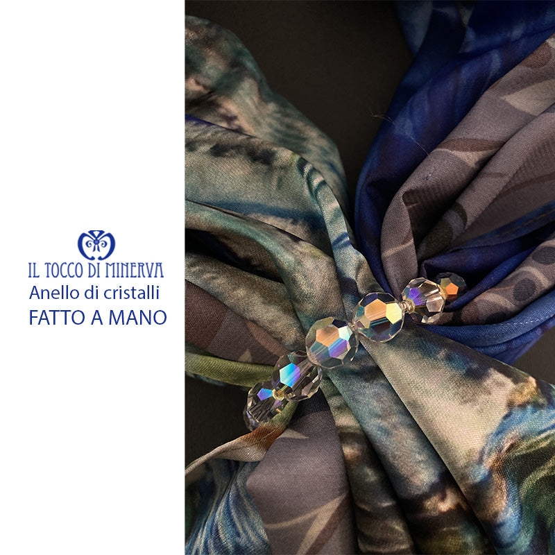 Anello spilla di cristalli per stole e foulard - Fatto a Mano - Il Tocco di Minerva