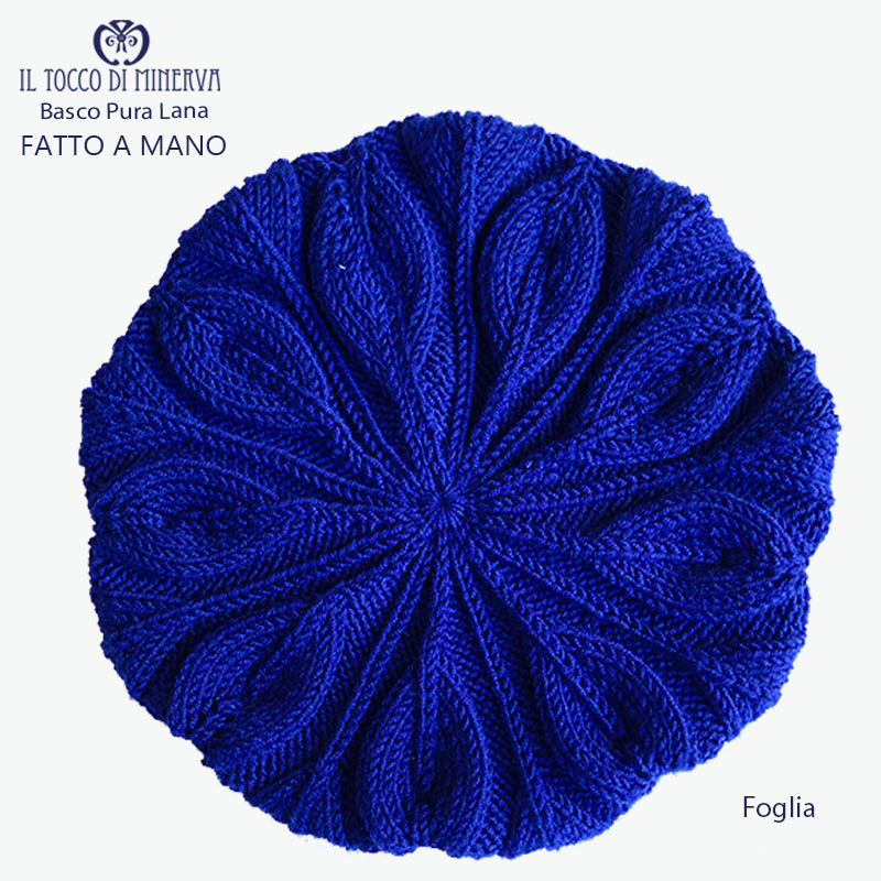 Cappello basco pura lana blu foglia - Fatto a mano - Il Tocco di Minerva