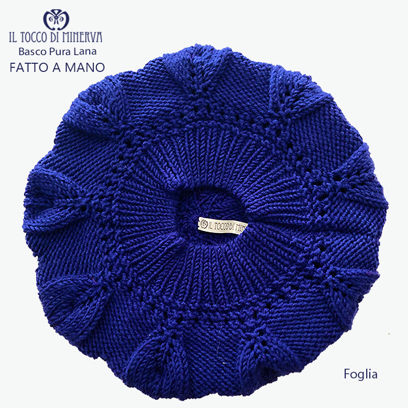 Cappello basco pura lana blu foglia - Fatto a mano - Il Tocco di Minerva