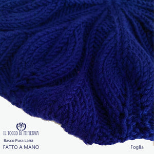 Cappello basco pura lana blu foglia - Fatto a mano - Il Tocco di Minerva
