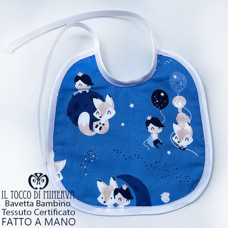 Bavaglino neonato in cotone piccolo principe - Fatto a mano - Il Tocco di Minerva