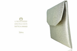 Borsa Pochette Ecopelle platino Selene – Realizzata a mano - Il Tocco di Minerva