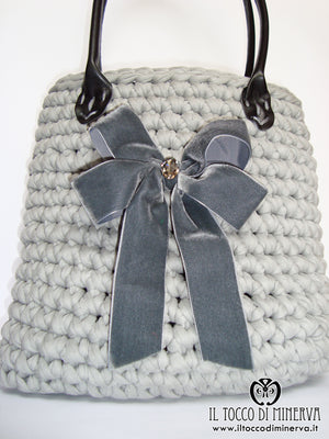 Borsa Grigia in Fettuccia Rita Lavorata a Mano - Handmade - Il Tocco di Minerva