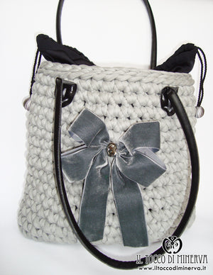 Borsa Grigia in Fettuccia Rita Lavorata a Mano - Handmade - Il Tocco di Minerva