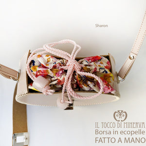 Borsa Ecopelle tonda con tracolla cipria Sharon - Realizzata a mano - Il Tocco di Minerva