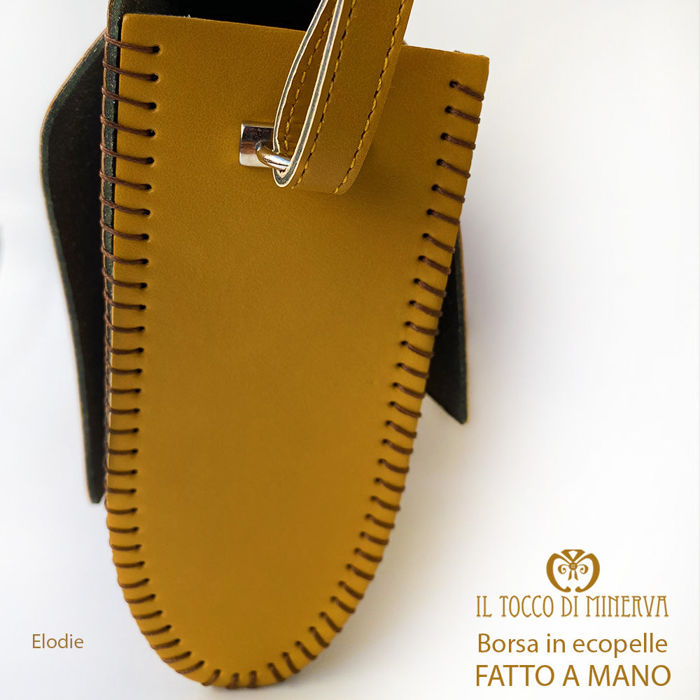 Borsa Ecopelle con tracolla color cuoio Elodie - Realizzata a mano - Il Tocco di Minerva