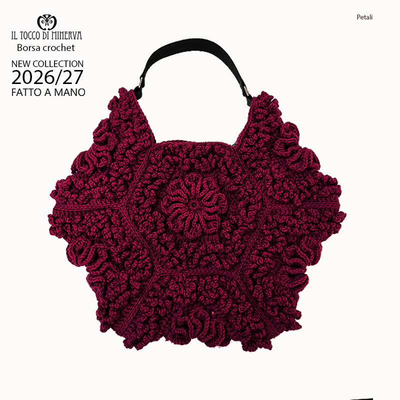 Borsa crochet Petali bordeaux - fatto a mano