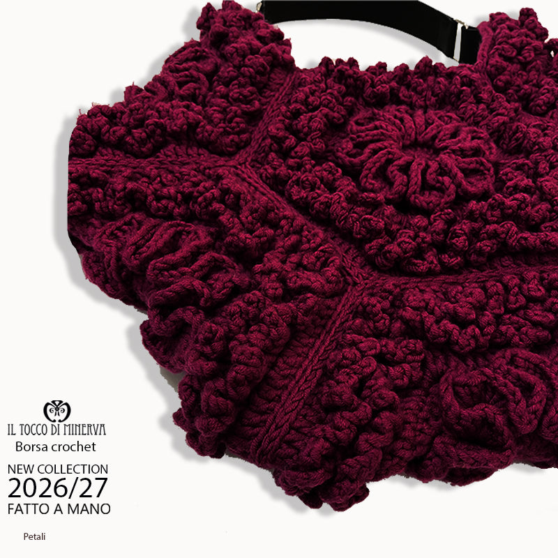 Borsa crochet Petali bordeaux - fatto a mano