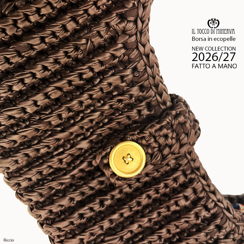 Borsa crochet Ricci marrone con frange - fatto a mano